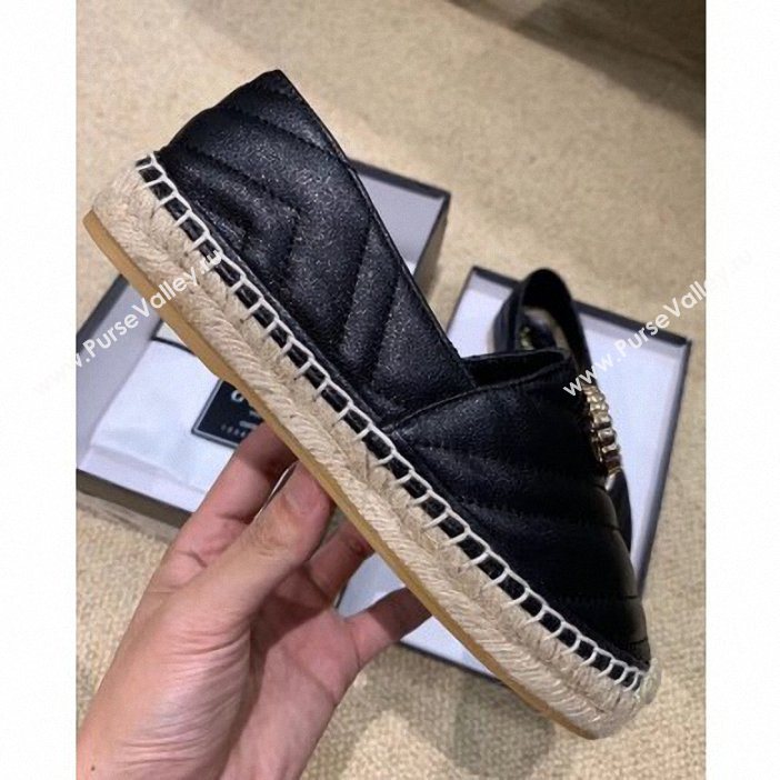 Gucci Glitter Espadrilles Black With Crystal Double G 2019 (lirenfang-9061301)