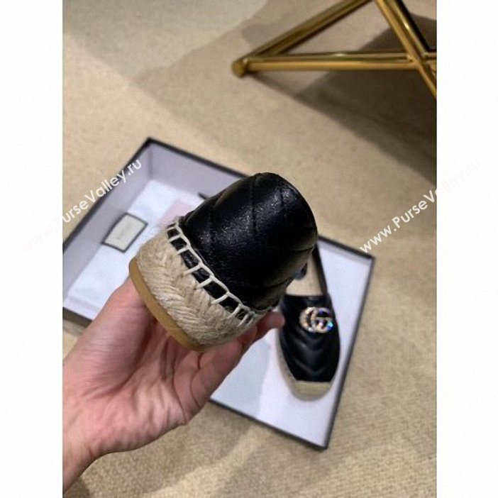 Gucci Glitter Espadrilles Black With Crystal Double G 2019 (lirenfang-9061301)
