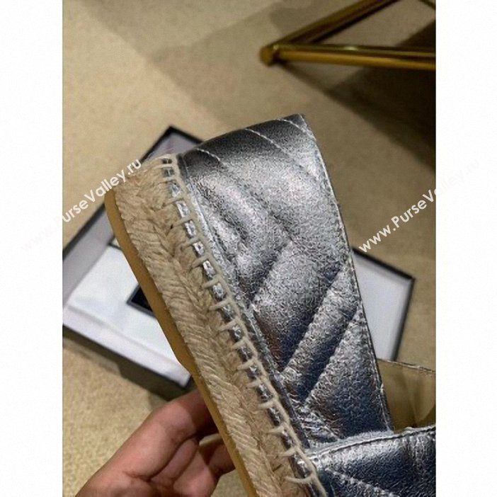 Gucci Glitter Espadrilles Silver With Crystal Double G 2019 (lirenfang-9061303)