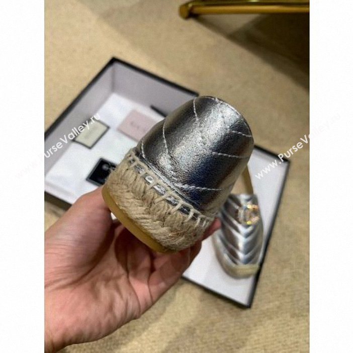 Gucci Glitter Espadrilles Silver With Crystal Double G 2019 (lirenfang-9061303)