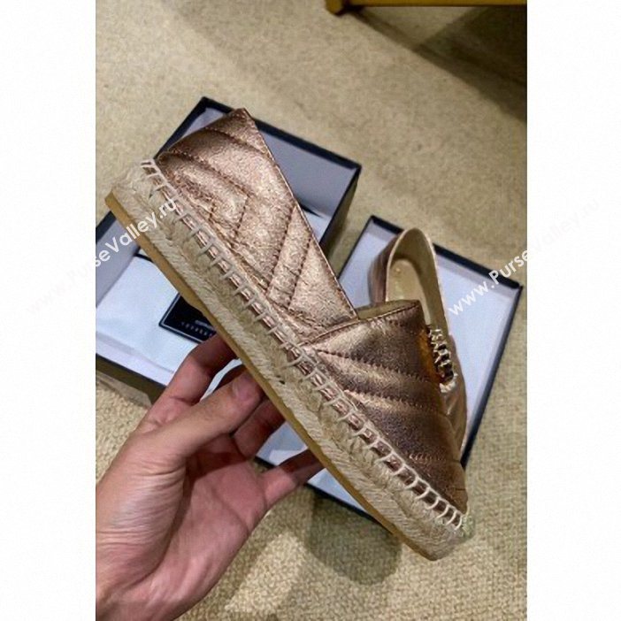 Gucci Glitter Espadrilles Pink Gold With Crystal Double G 2019 (lirenfang-9061304)