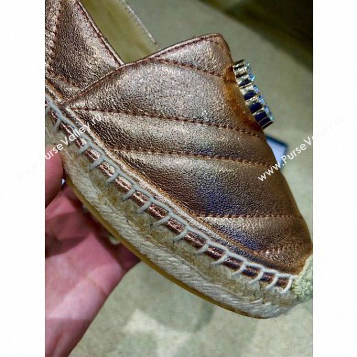 Gucci Glitter Espadrilles Pink Gold With Crystal Double G 2019 (lirenfang-9061304)