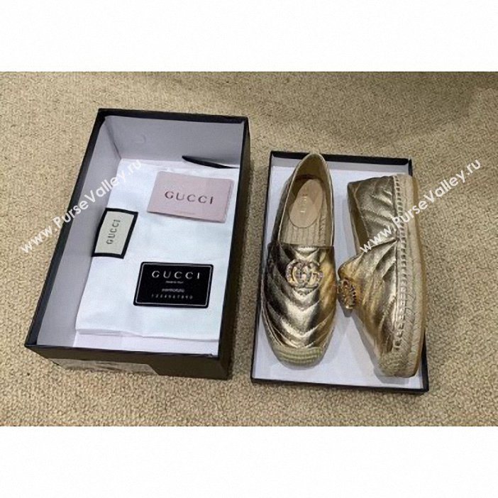 Gucci Glitter Espadrilles Gold With Crystal Double G 2019 (lirenfang-9061302)