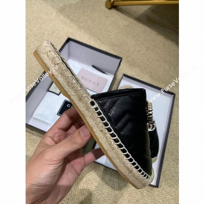 Gucci Glitter Espadrilles Slippers Black With Crystal Double G 2019 (lirenfang-9061305)