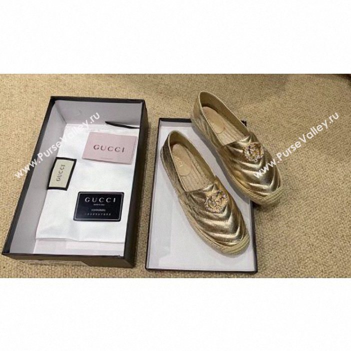 Gucci Glitter Espadrilles Gold With Crystal Double G 2019 (lirenfang-9061302)