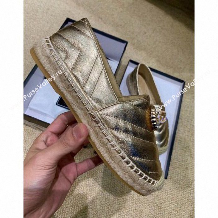 Gucci Glitter Espadrilles Gold With Crystal Double G 2019 (lirenfang-9061302)