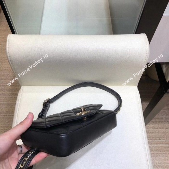 Chanel Calfskin Chain Belt Quilted Fanny Pack Waist Flap Bag AS0628 Black 2019 (smjd-9061007)