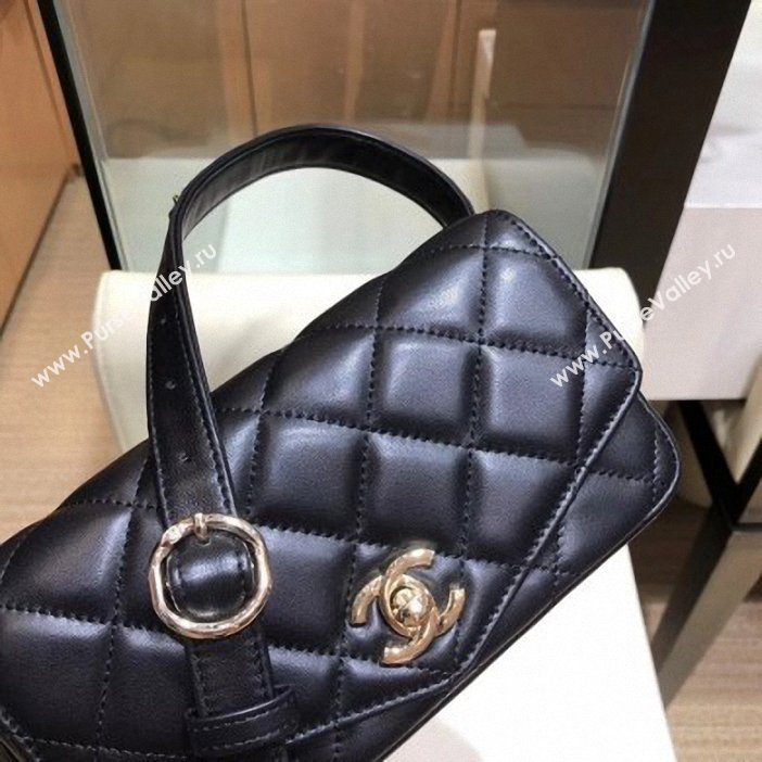 Chanel Calfskin Chain Belt Quilted Fanny Pack Waist Flap Bag AS0628 Black 2019 (smjd-9061007)