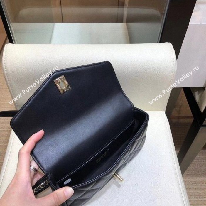 Chanel Calfskin Chain Belt Quilted Fanny Pack Waist Flap Bag AS0628 Black 2019 (smjd-9061007)