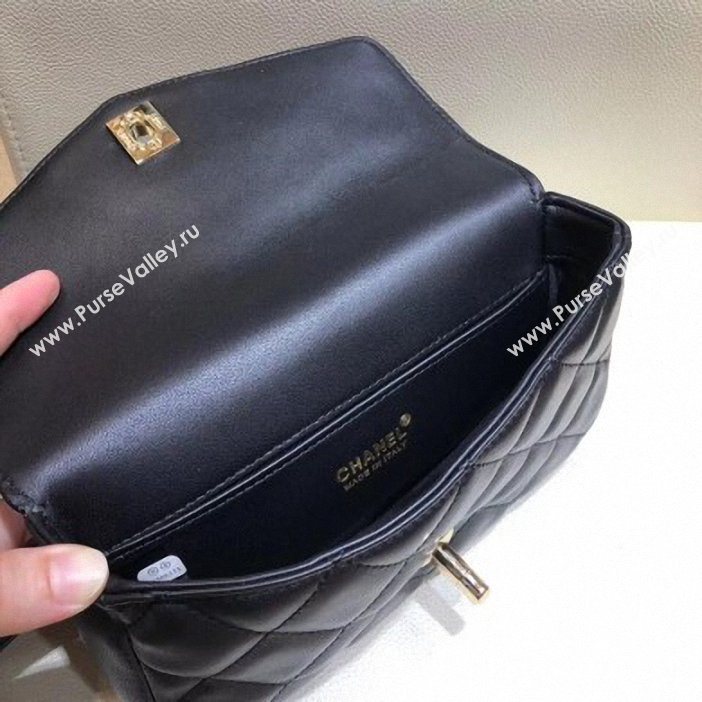 Chanel Calfskin Chain Belt Quilted Fanny Pack Waist Flap Bag AS0628 Black 2019 (smjd-9061007)
