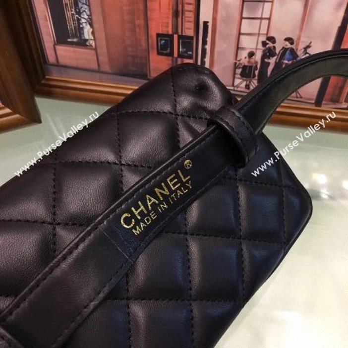 Chanel Vintage Chain Belt Quilted Fanny Pack Waist Flap Bag Lambskin Black (smjd-9061005)