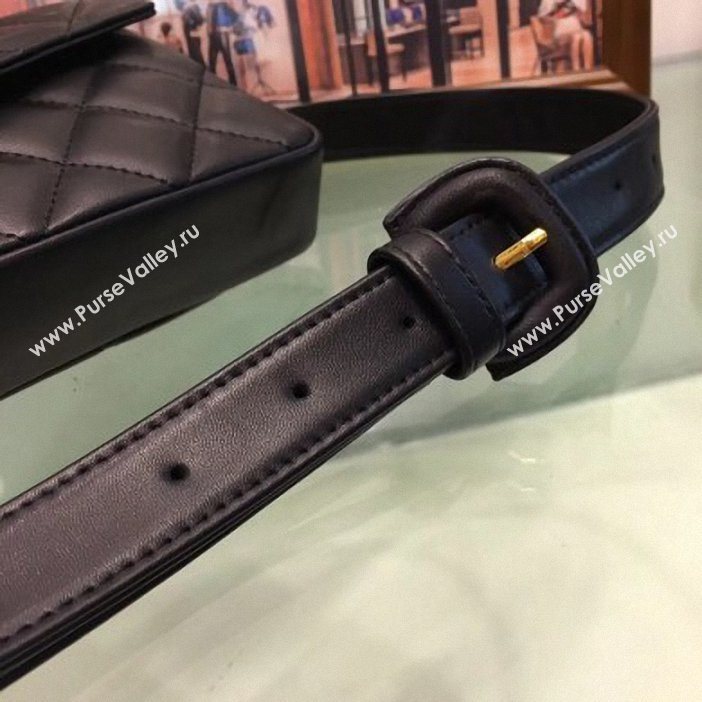 Chanel Vintage Chain Belt Quilted Fanny Pack Waist Flap Bag Lambskin Black (smjd-9061005)