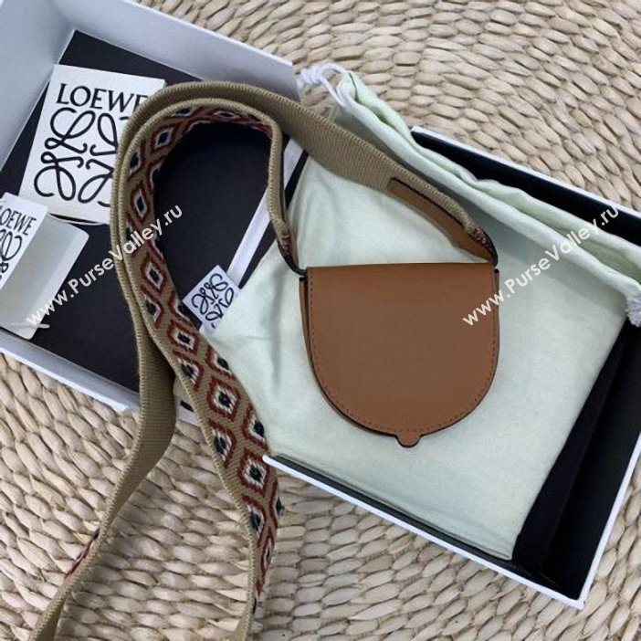 Loewe x Paulas Smooth Calf Small Heel Pouch Bag with Strap Brown 2019 (weipin-9061230)