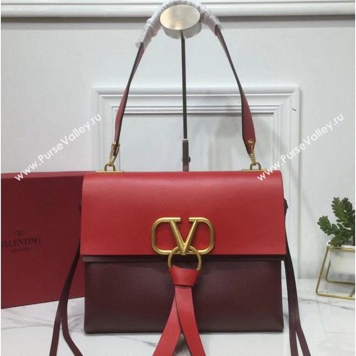 Valentino Smooth Calfskin Medium VRing Shoulder Bag Red/Burgundy 2019 (xinyidai-9061704)