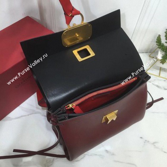 Valentino Smooth Calfskin Medium VRing Shoulder Bag Red/Burgundy 2019 (xinyidai-9061704)