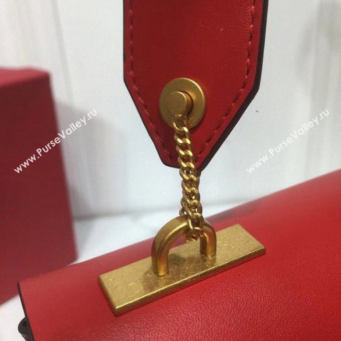 Valentino Smooth Calfskin Medium VRing Shoulder Bag Red/Burgundy 2019 (xinyidai-9061704)