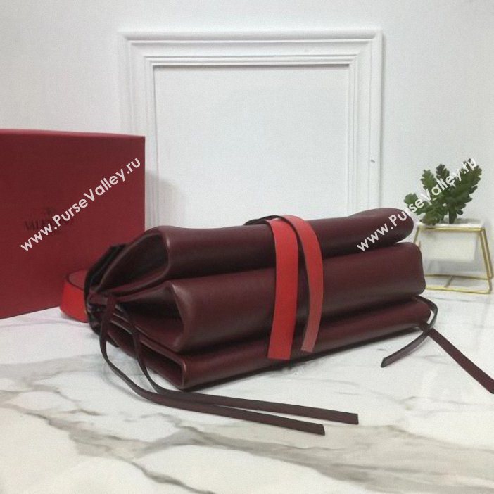 Valentino Smooth Calfskin Medium VRing Shoulder Bag Red/Burgundy 2019 (xinyidai-9061704)