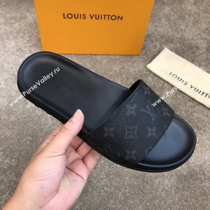 Louis Vuitton Waterfront Rubber Mules Monogram Eclipse Canvas (yiming-9061729)