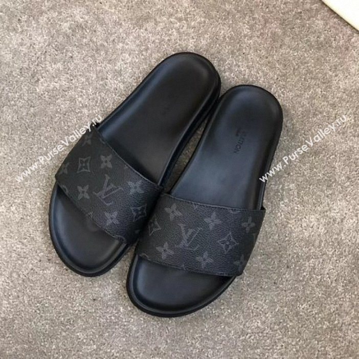 Louis Vuitton Waterfront Rubber Mules Monogram Eclipse Canvas (yiming-9061729)