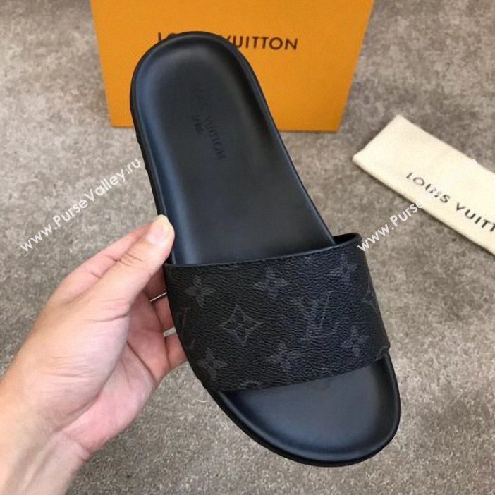 Louis Vuitton Waterfront Rubber Mules Monogram Eclipse Canvas (yiming-9061729)