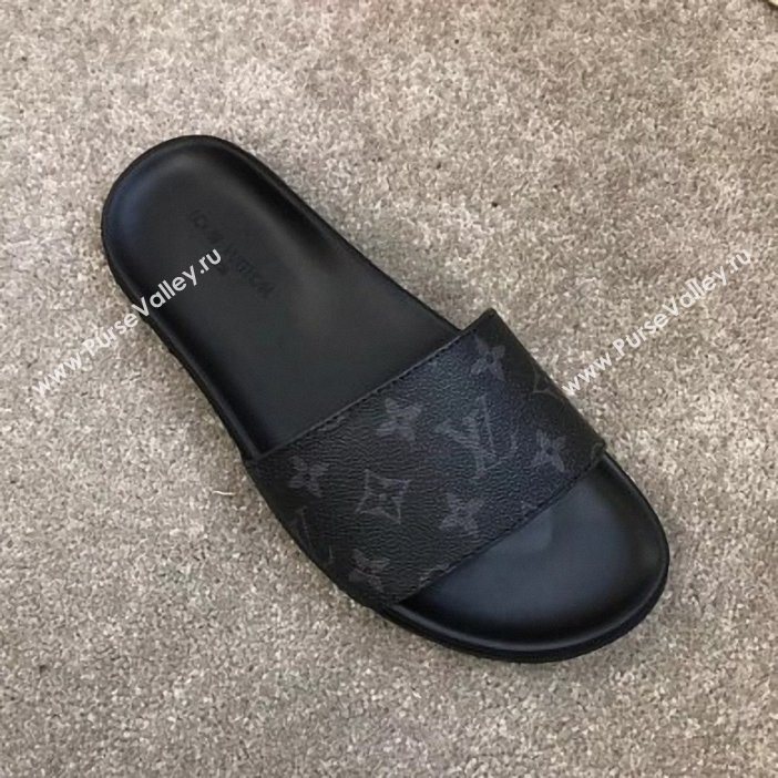 Louis Vuitton Waterfront Rubber Mules Monogram Eclipse Canvas (yiming-9061729)