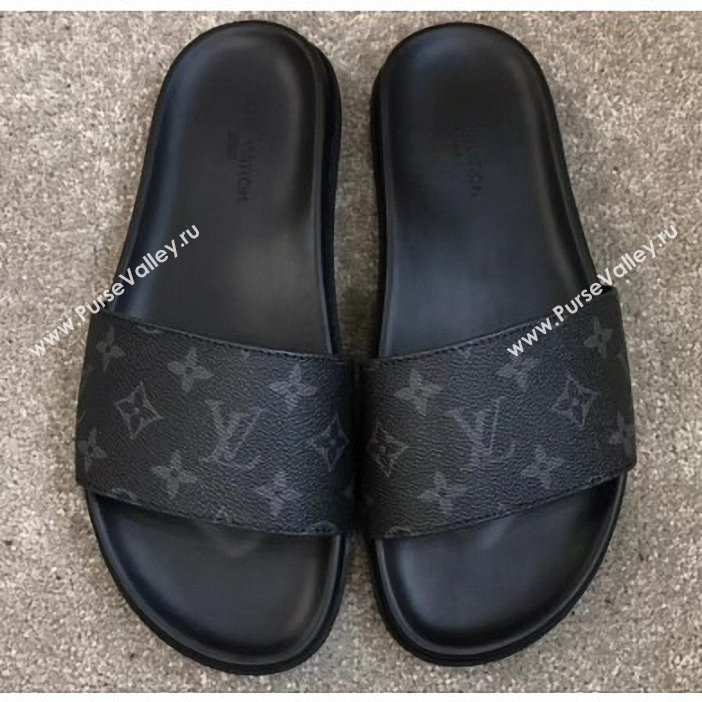 Louis Vuitton Waterfront Rubber Mules Monogram Eclipse Canvas (yiming-9061729)