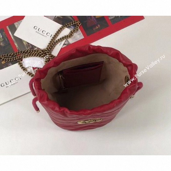 Gucci GG Marmont Double G Mini Bucket Bag 575163 Red 2019 (delihang-9061440)