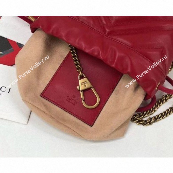 Gucci GG Marmont Double G Mini Bucket Bag 575163 Red 2019 (delihang-9061440)