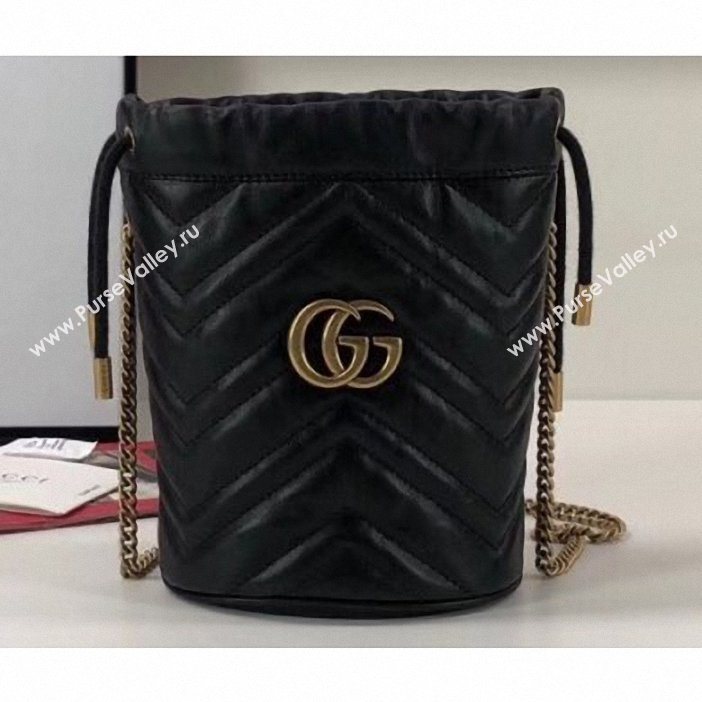 Gucci GG Marmont Double G Mini Bucket Bag 575163 Black 2019 (delihang-9061439)