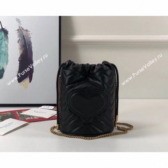 Gucci GG Marmont Double G Mini Bucket Bag 575163 Black 2019 (delihang-9061439)