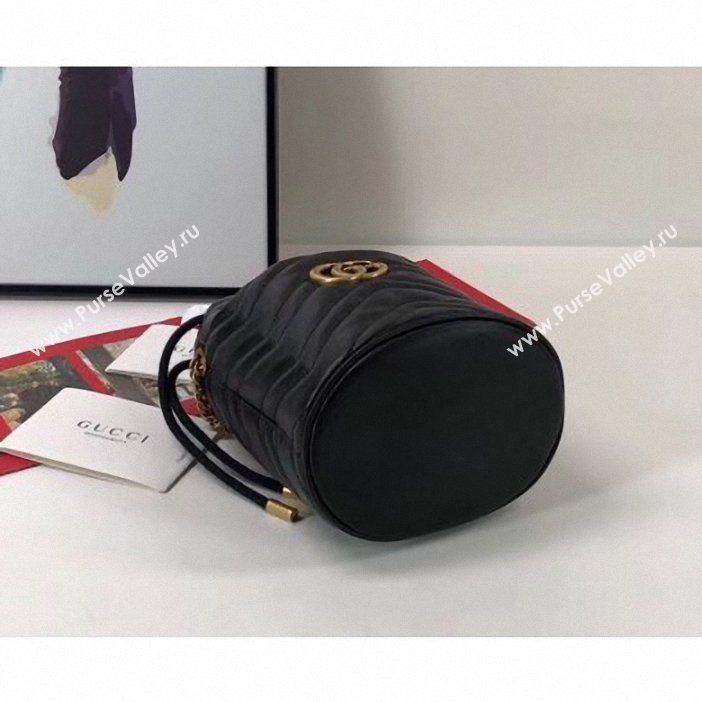 Gucci GG Marmont Double G Mini Bucket Bag 575163 Black 2019 (delihang-9061439)