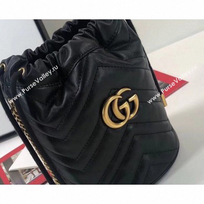 Gucci GG Marmont Double G Mini Bucket Bag 575163 Black 2019 (delihang-9061439)