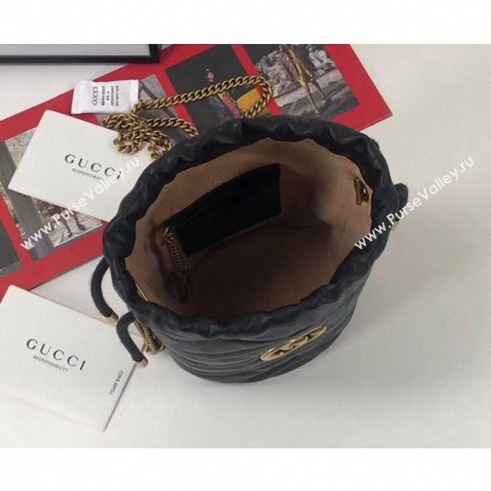 Gucci GG Marmont Double G Mini Bucket Bag 575163 Black 2019 (delihang-9061439)