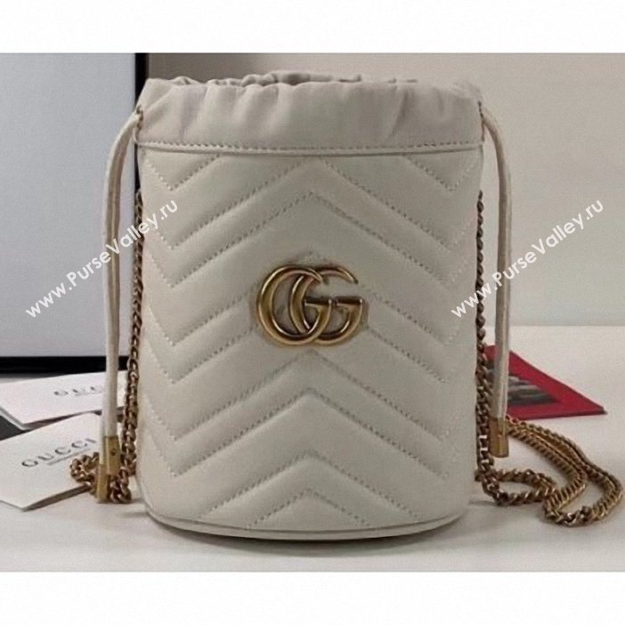 Gucci GG Marmont Double G Mini Bucket Bag 575163 White 2019 (delihang-9061441)