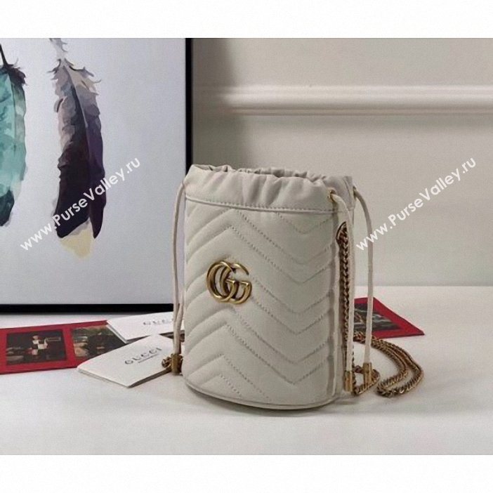 Gucci GG Marmont Double G Mini Bucket Bag 575163 White 2019 (delihang-9061441)