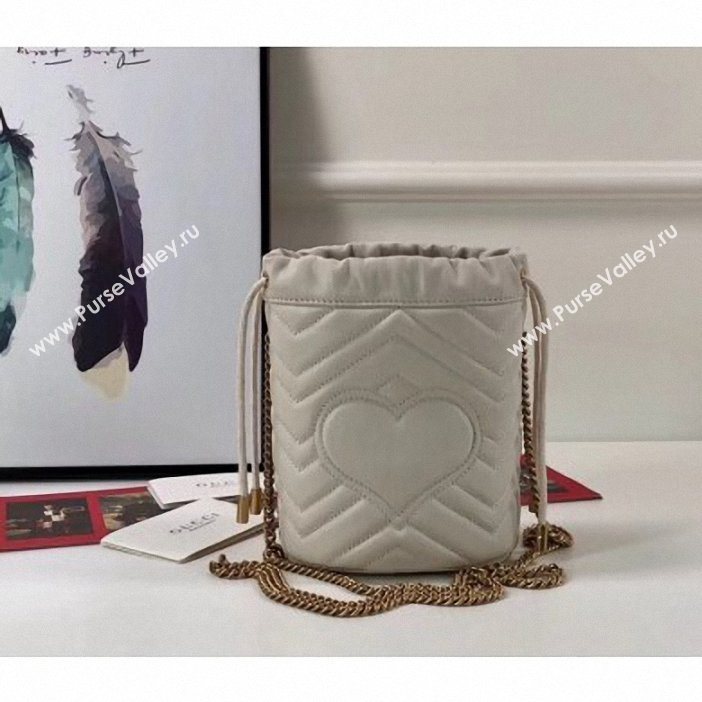 Gucci GG Marmont Double G Mini Bucket Bag 575163 White 2019 (delihang-9061441)