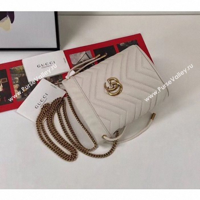 Gucci GG Marmont Double G Mini Bucket Bag 575163 White 2019 (delihang-9061441)