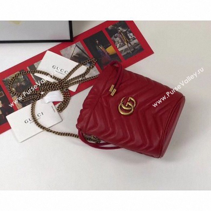 Gucci GG Marmont Double G Mini Bucket Bag 575163 Red 2019 (delihang-9061440)