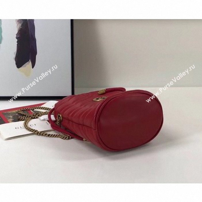 Gucci GG Marmont Double G Mini Bucket Bag 575163 Red 2019 (delihang-9061440)