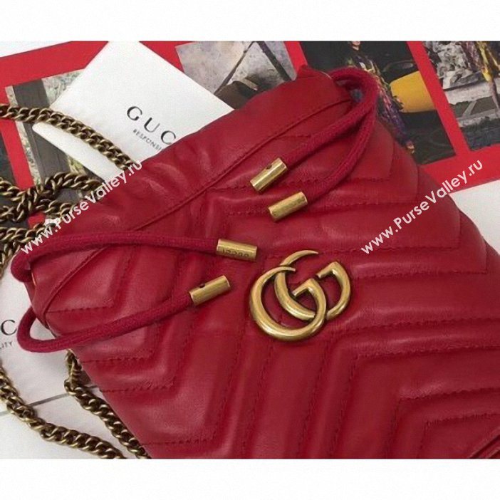 Gucci GG Marmont Double G Mini Bucket Bag 575163 Red 2019 (delihang-9061440)