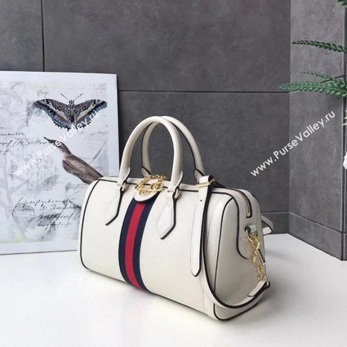 Gucci Web Ophidia Medium Top Handle Bag 524532 Leather White 2019 (delihang-9061409)