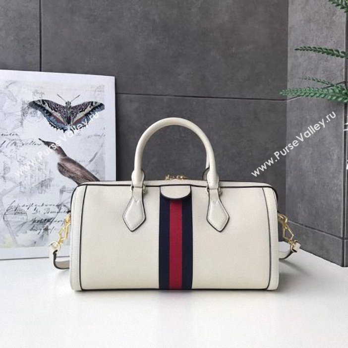 Gucci Web Ophidia Medium Top Handle Bag 524532 Leather White 2019 (delihang-9061409)