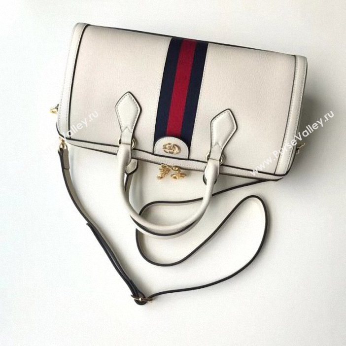 Gucci Web Ophidia Medium Top Handle Bag 524532 Leather White 2019 (delihang-9061409)