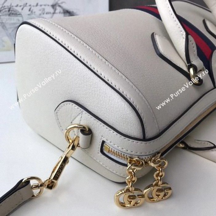 Gucci Web Ophidia Medium Top Handle Bag 524532 Leather White 2019 (delihang-9061409)