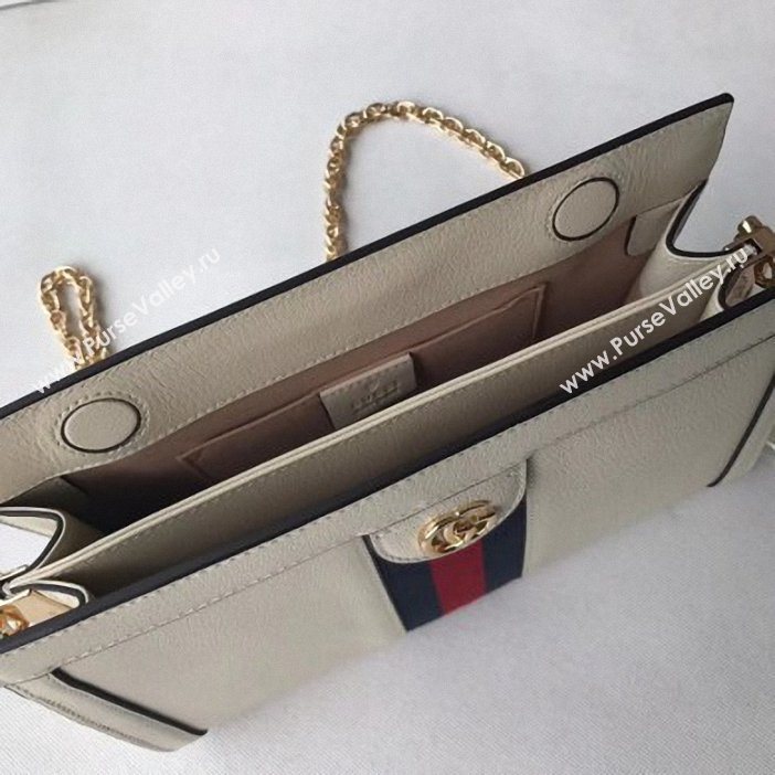 Gucci Structured Shape Web Ophidia Small Shoulder Bag 503877 Leather White 2019 (delihang-9061406)