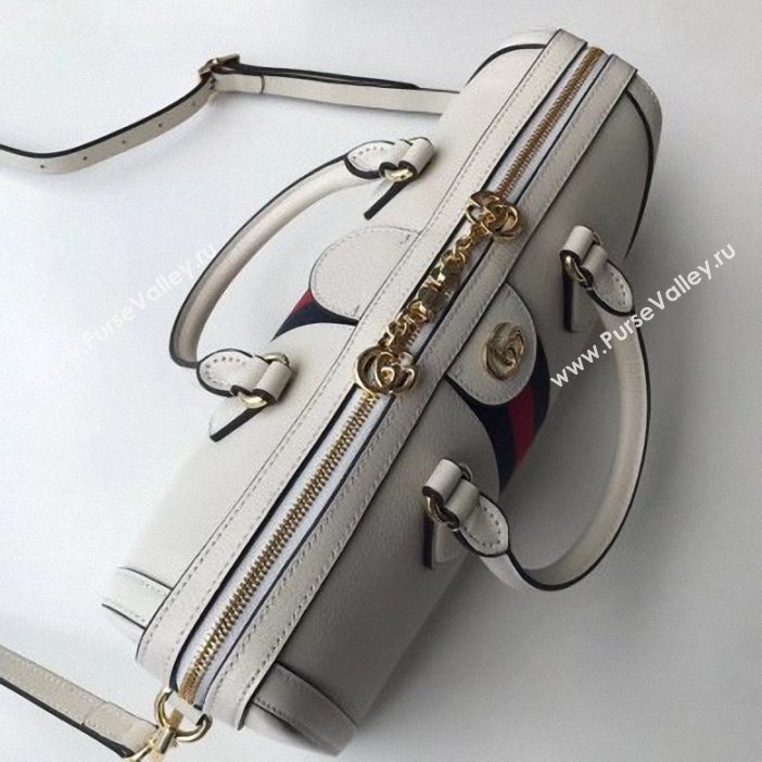 Gucci Web Ophidia Medium Top Handle Bag 524532 Leather White 2019 (delihang-9061409)