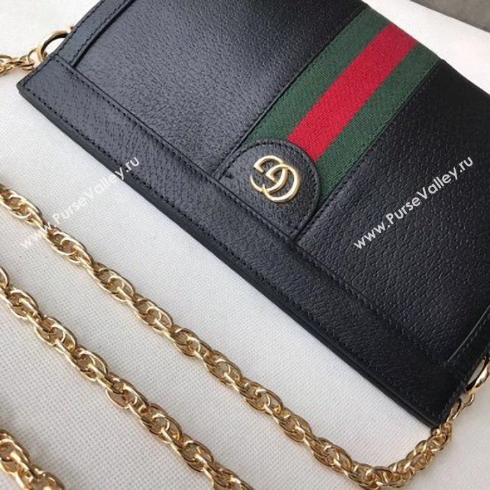 Gucci Structured Shape Web Ophidia Small Shoulder Bag 503877 Leather Black 2019 (delihang-9061404)