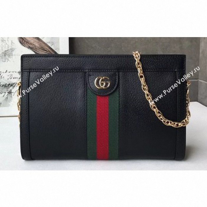 Gucci Structured Shape Web Ophidia Small Shoulder Bag 503877 Leather Black 2019 (delihang-9061404)