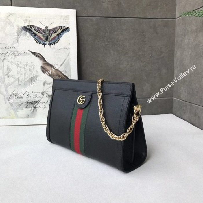 Gucci Structured Shape Web Ophidia Small Shoulder Bag 503877 Leather Black 2019 (delihang-9061404)