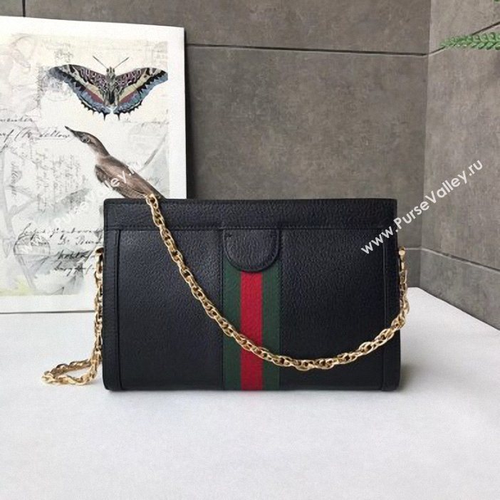 Gucci Structured Shape Web Ophidia Small Shoulder Bag 503877 Leather Black 2019 (delihang-9061404)